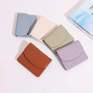 B-650🔥กระเป๋าสตางค์มินิมอล PU สีน่ารัก พกพาสะดวก ขนาดเล็กแบบพกพา พร้อมช่องใส่บัตร สำหรับผู้หญิง 9สี