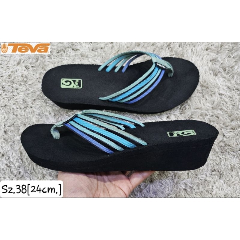 Sz.38[24cm.]🩴Teva Mush Adapto Sandals 💯%รองเท้าแตะเสริมส้น น่ารักๆ