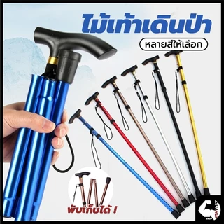 🌷พร้อมส่งจากไทย🌷ไม้เท้าเดินป่า sticks with anti-shock มี 4 สี ปรับระดับได้ ชนิดมีโช๊คอัพซับแรงกระแทก