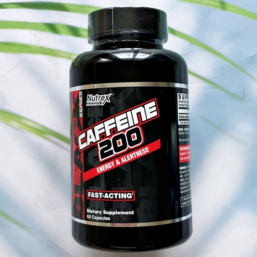 คาเฟอีน Caffeine 200mg 60 Liquid Capsules, Energy & Alertness (Nutrex Research)