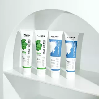 [สีฟ้าแถมแผ่นเฉด] Haewon Fresh Whitening แฮวอน เฟรช ไวท์เทนนิ่ง ยาสีฟัน ฟันขาว ปากหอม