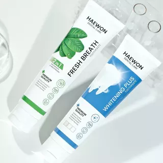 [สีฟ้าแถมแผ่นเฉด] Haewon Fresh Whitening แฮวอน เฟรช ไวท์เทนนิ่ง ยาสีฟัน ฟันขาว ปากหอม