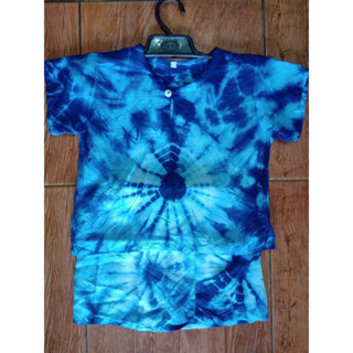 ชุดเด็กมัดย้อมโปโลสีสันเนื้อผ้าสปันใส่สบาย(คละลาย)