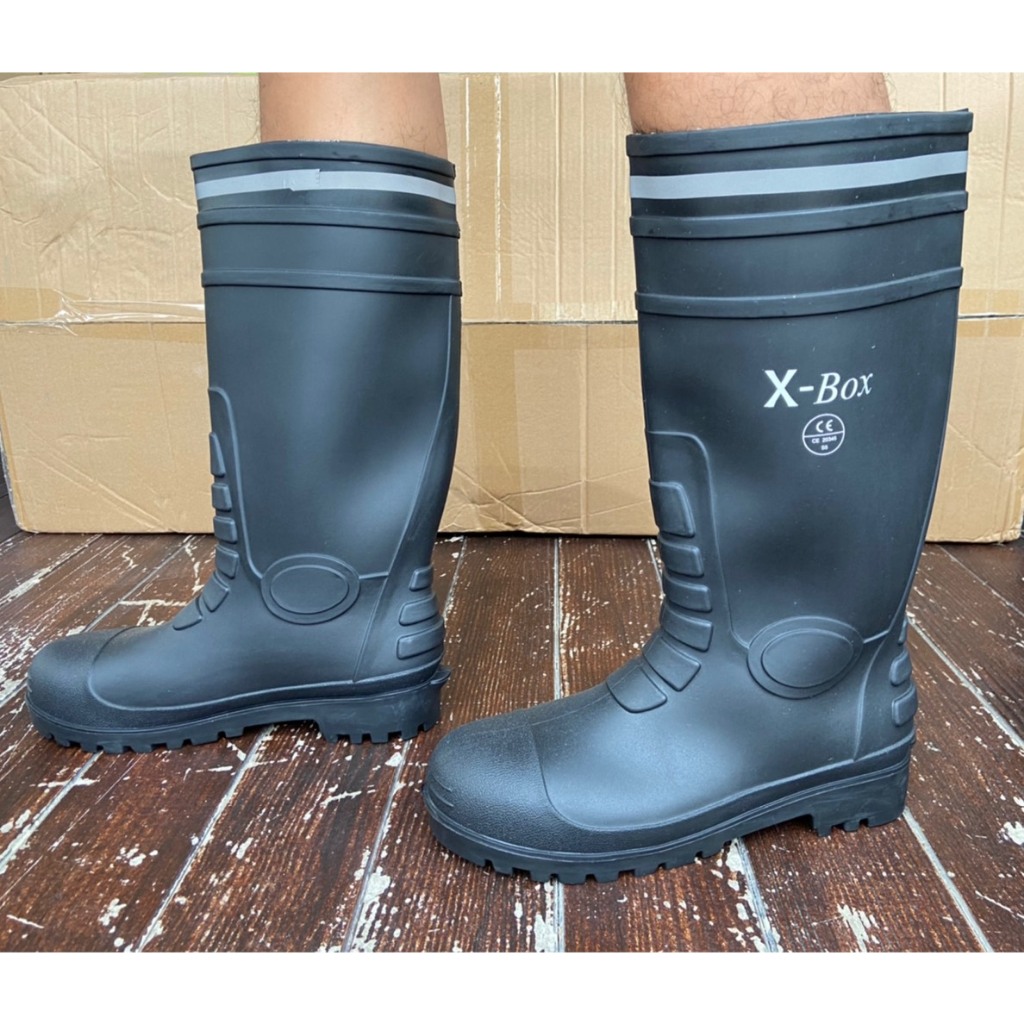 YX01 รองเท้าบูท งานก่อสร้าง หัวเหล็ก พื้นเหล็ก มีผ้าซับใน บนดำ พื้นดำ พื้นผสมยางไนไตรล์   size 37-47