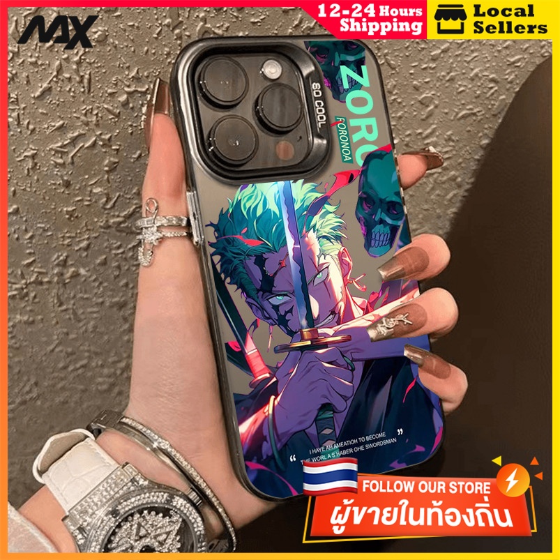 สีดำหรูหราซิลิโคนแข็งกรณีโทรศัพท์ ดาบปีศาจซอรอน for IPhone 13 15 7Plus 14 12 11 Pro MAX 8 6 7 6S Plus X XR XS