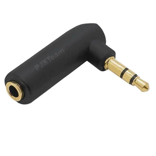 อะแดปเตอร์ แปลงขั้ว TRS 3.5 mm ตัวผู้ To TRS 3.5 mm ตัวเมีย งอ 90 องศา ขั้วต่อเพลทชุบทอง