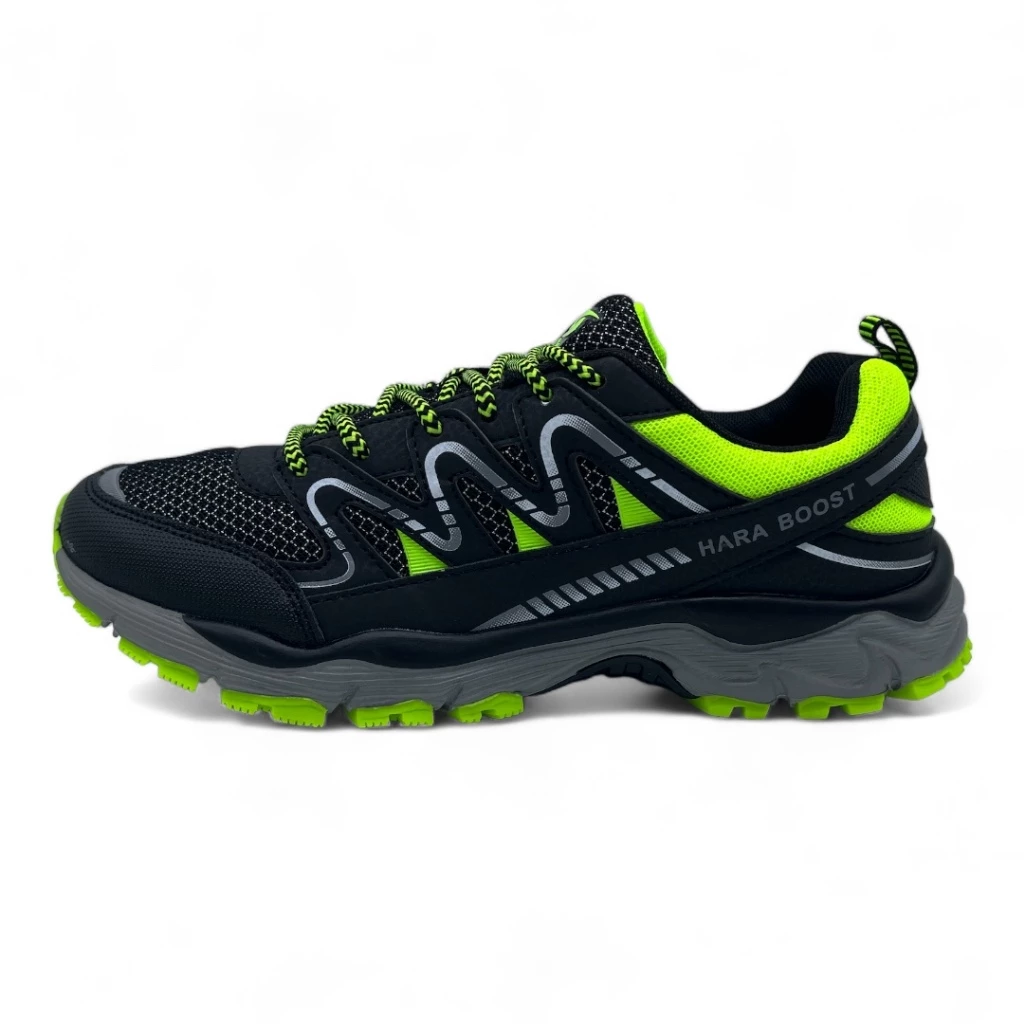 HARA Sports รองเท้าผ้าใบ รองเท้าผ้าใบพื้นนุ่ม รองเท้าชาย สีสะท้อนแสง รุ่น J97 สีดำ