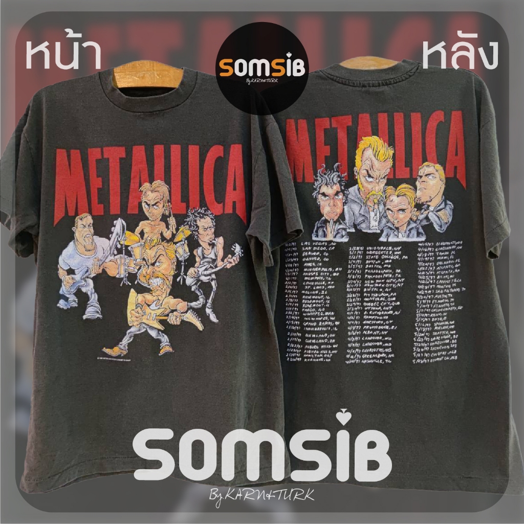 เสื้อ ผ้าเฟด วง Metallica - การ์ตูน