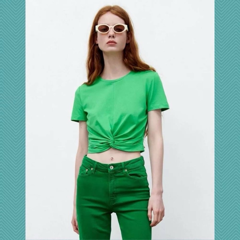 เสื้อcrop Zara💯ผ้าใส่สบาย