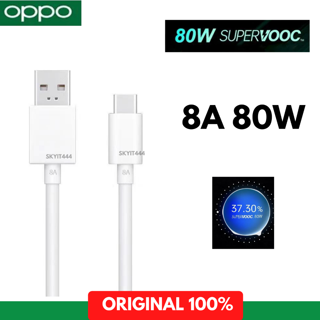 Oppo สายชาร์จ แท้ 80W 8A Oppo Reno8 Reno8 Pro Reno10 Pro 5G Reno11 Pro Original 100% SUPER VOOC FAST CHARGING