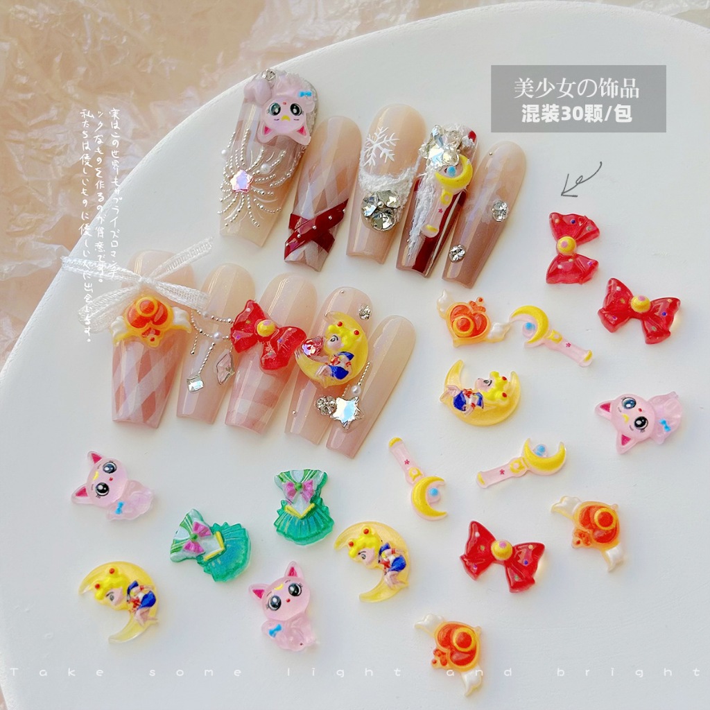 เรซิ่น เซเลอร์มูน Sailor Moon อะไหล่ตกแต่งเล็บ การ์ตูนเรซิ่น คละแบบ 30ชิ้น