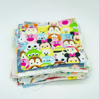 ผ้า cotton 100% สี่เหลี่ยม ขนาด ประมาณ 11-13 cm.คละลาย คละขนาด 50ชิ้น พร้อมส่ง