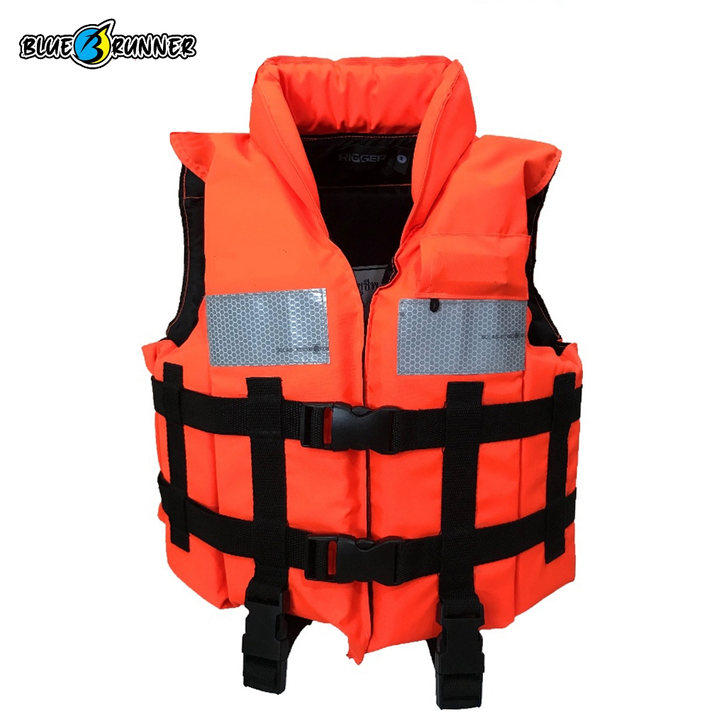 เสื้อชูชีพเด็ก Blue runner Life Vest Life Jacket 40N มีปก มาตรฐานกรมเจ้าท่า พร้อมนกหวีด สีส้ม มีแผ่น
