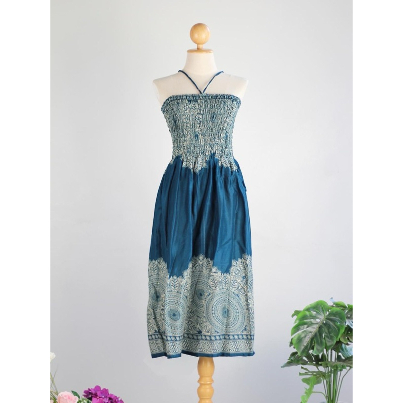 INTERชุดแซกยาวลายช้าง ลายสวยเก๋ ใส่สบาย ผ้าสปันเรยอน - รูปที่ 5