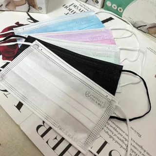 FaceMask สำหรับผู้ใหญ่ สีพื้นสีพลาสเทลเนื้อหนา3ชั้น ป้องกันฝุ่นPM2.5แมส