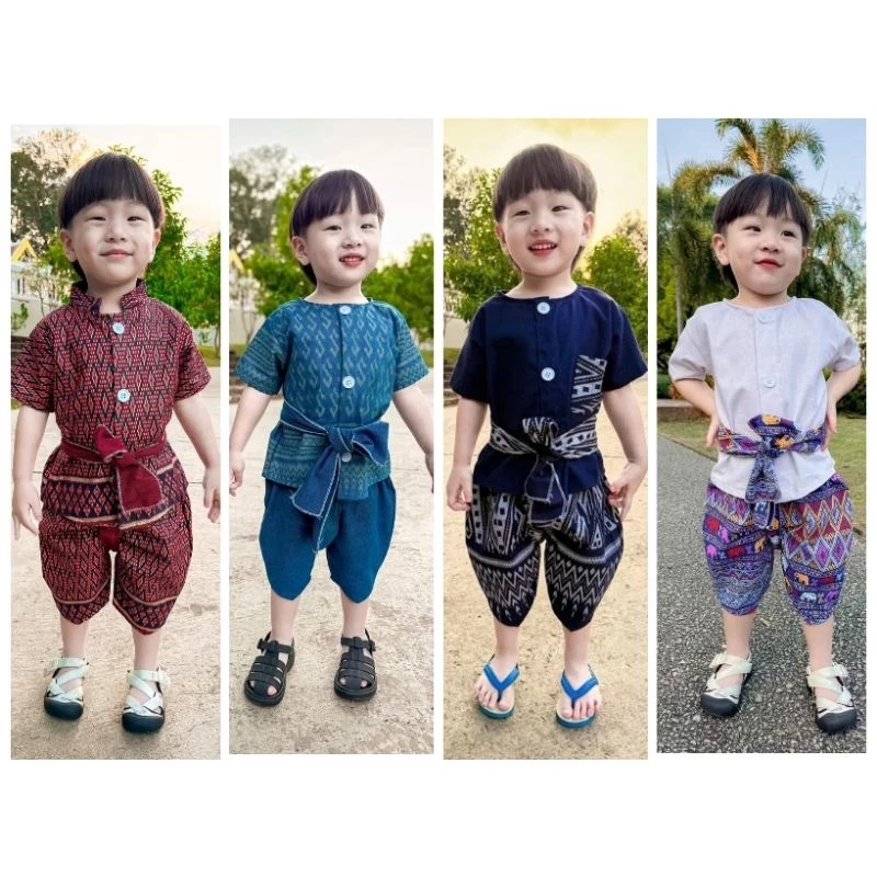 📮พร้อมส่ง...ชุดไทยเด็ก ชุดผ้าพื้นเมือง ชุดใส่ไปโรงเรียน ใส่งานเทศกาลต่างๆ (เซตงาน 3 ชิ้น)
