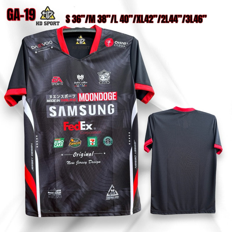 เสื้อกีฬาพิมลาย GA-19 คอห้าเหลี่ยม ทรงตรงใส่ได้ชาย หญิง สินค้าพร้อมส่ง