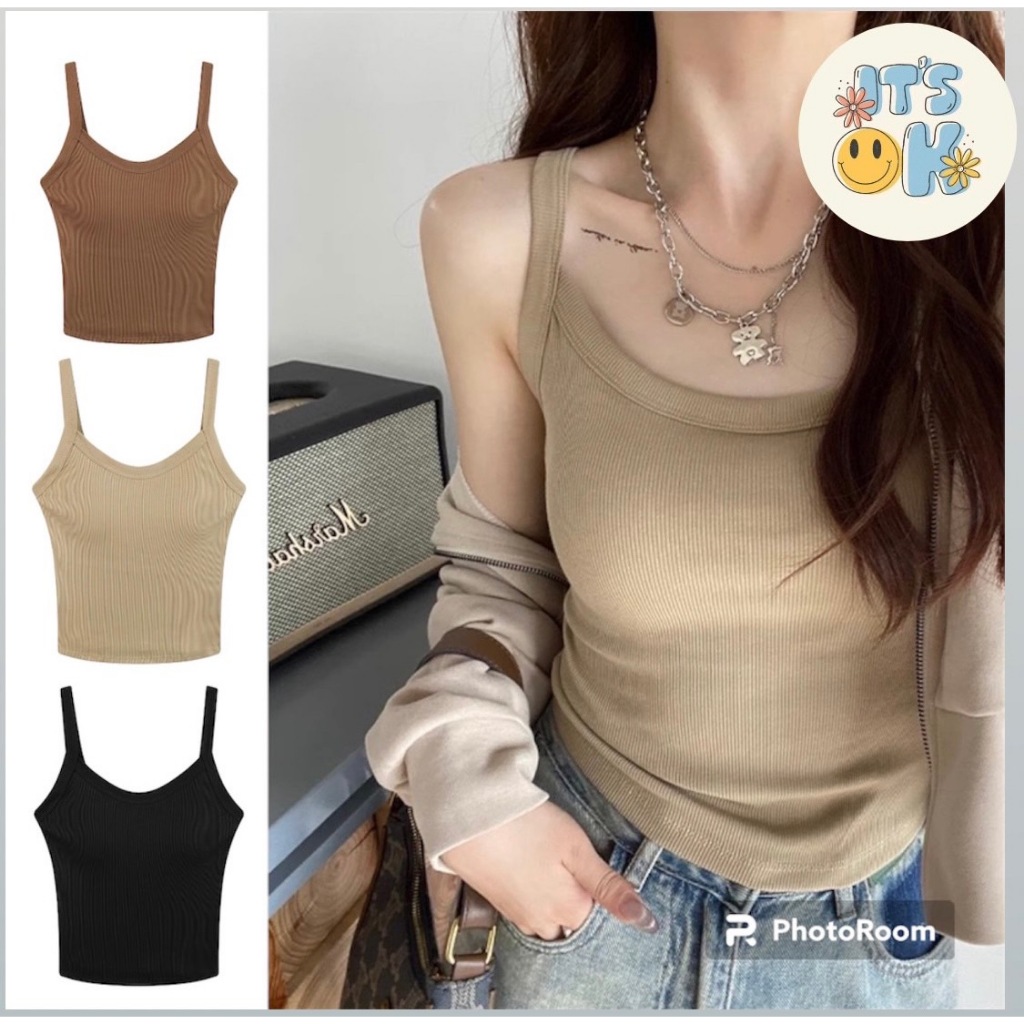 IT’S OK เสื้อสายเดี่ยวครึ่งตัว เสริมบรา มีฟองน้ำในตัว ผ้านุ่ม ทรงสวย ใส่สบาย1019