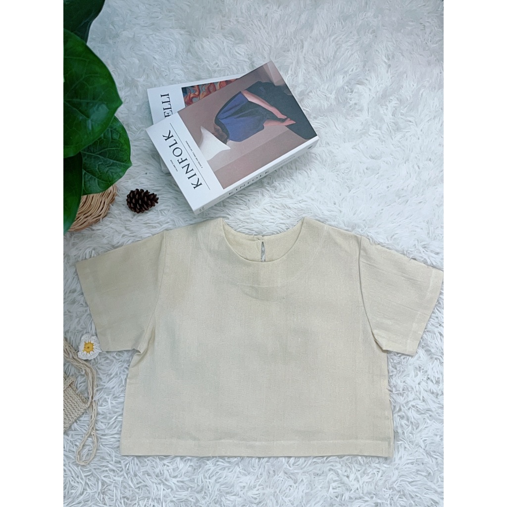 เสื้อครอปสั้นผ้าฝ้าย เอาไว้ใส่แมทกับกระโปรง หรือกางเกงได้หมดจ้า