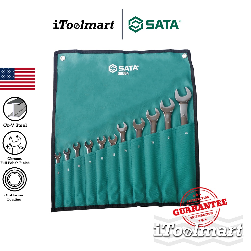 SATA 09064 ชุดประแจแหวนข้างปากตาย 11 ชิ้น