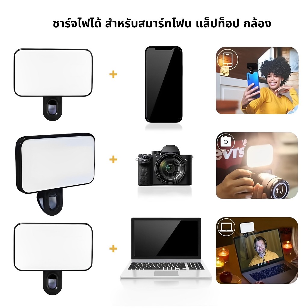 โคมไฟเซลฟี่ ปรับความสว่างได้ 3 โหมด - ไฟเซลฟี่โทรศัพท์ - โคมไฟเติมแสง แบบคลิปหนีบ - สําหรับพีซีแล็ปท็อปกล้อง - รูปที่ 7
