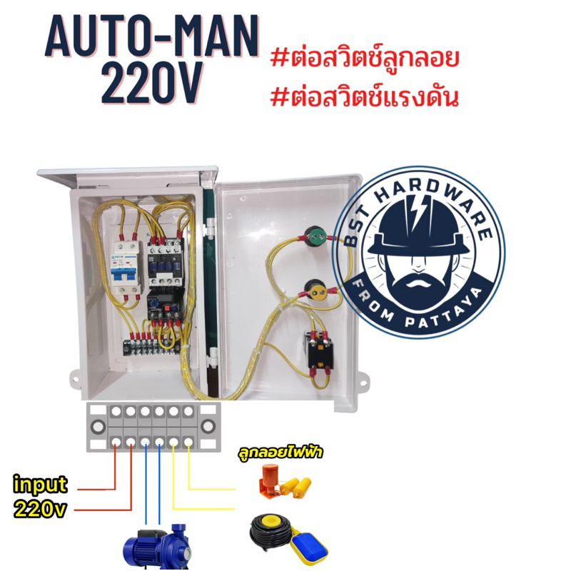 ตู้ควบคุมปั้มน้ำ ตู้คอลโทรลปั๊มน้ำขนาด 0.5HP/1HP/1.5HP/2HP/2.5HP/3HP 220V  มี2ระบบ AutoและManual