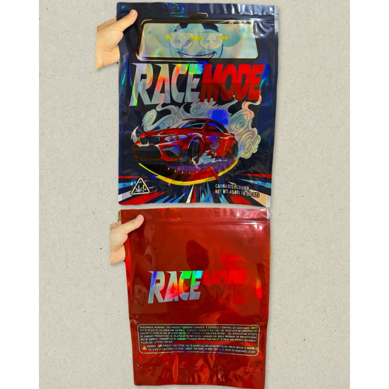 Race Mode Mylar zip bag size 454 grams / 1 lb