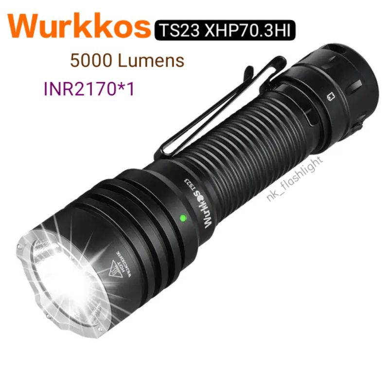 Wurkkos TS23 XHP70.3 HI INR21700 สว่างสูงสุด5000Lmไฟฉาย LED IPX8กันน้ำไฟฉายยุทธวิธีแบบชาร์จไฟได้