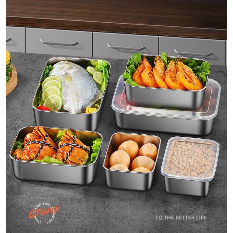 กล่อง + ฝา เก็บอาหาร สแตนเลสแท้ 🔸ฝาเป็นพลาสติกใส 🔸ใช้เก็บอาหาร ใส่ตู้เย็น 🔸🔸เข้าเตาอบ ตั้งเตาไฟฟ้าได้ - รูปที่ 7