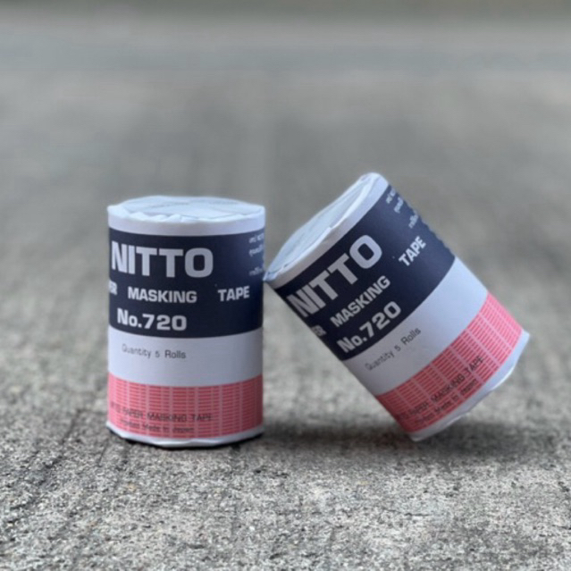 เทปกระดาษกาว เทปย่นพ่นสี แพ้ค5ม้วน NITTO-720 (MASKING TAPE)