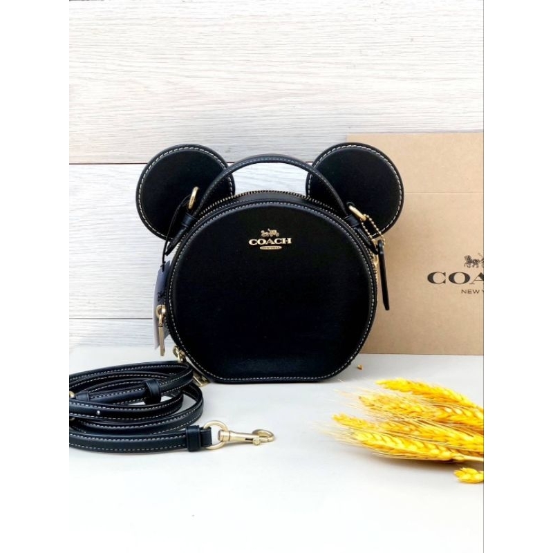 🥰🥰กระเป๋าสะพาย คอลมิคกี้ สวยน่ารักมากกกหนังล้วน สีดำ🖤🖤 หายากก🖤🖤New COACH Disney X Coach Mickey Mouse