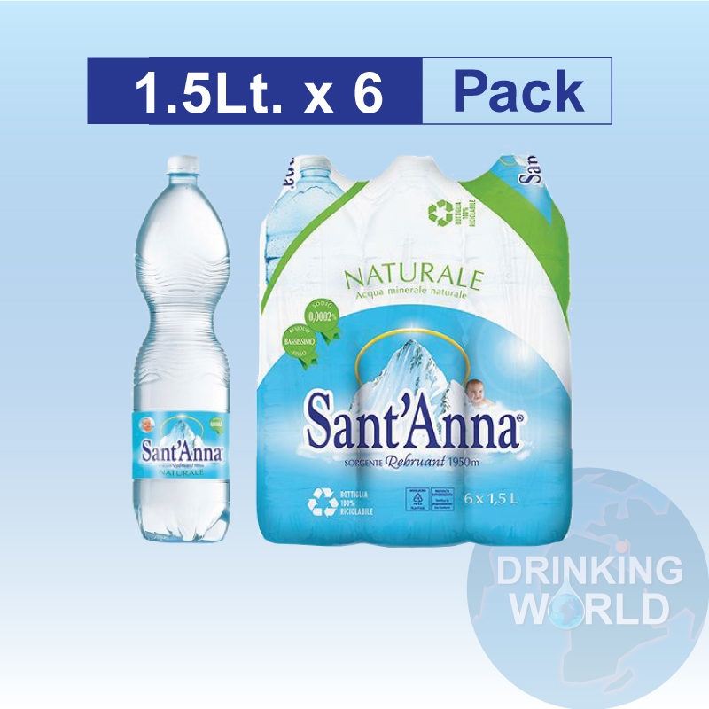 พร้อมส่ง Sant' Anna Still Mineral Natural Water 1.5L.x 6 (PET)ซานตาน่าน้ำแร่ธรรมชาติ 1.5 ลิตร 6 ขวด