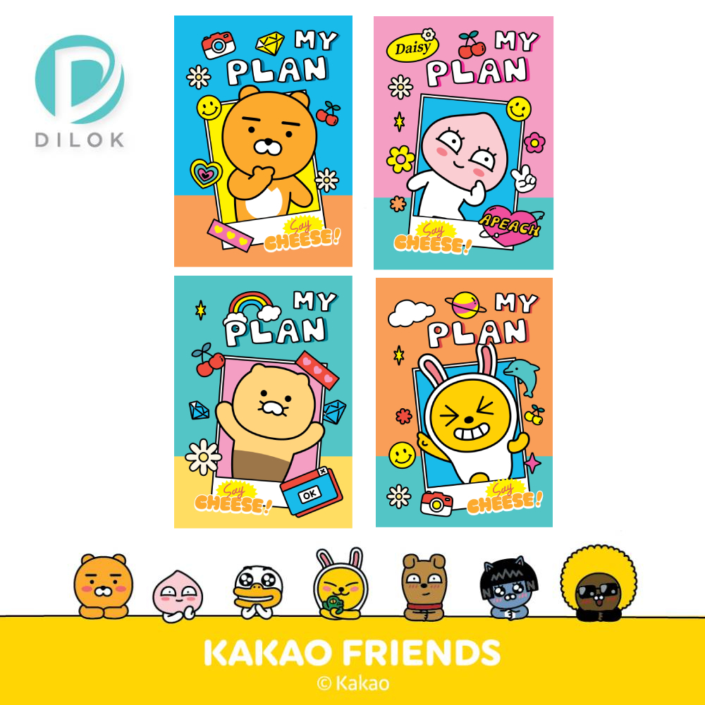 KAKAO FRIENDS สมุดแพลนเนอร์ลาย Ryan Apeach CS และ Muzi ฟรีสติ๊กเกอร์ตกแต่ง หุ้มปกใสพิเศษ KK1288