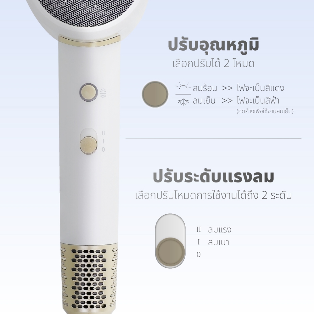 [โค้ดไลฟ์ลดสูงสุด50%] KASHIWA ไดร์เป่าผม Hair Dryer 1800W ปรับความแรงลมได้ น้ำหนักเบา พกพาสะดวก รุ่น HR-1800 - รูปที่ 3