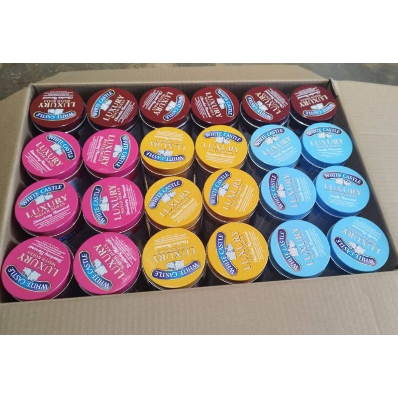 เวเฟอร์กระป๋อง จำหน่ายยกลัง มี 24 กระป๋อง(White Castle luxury CREAM)