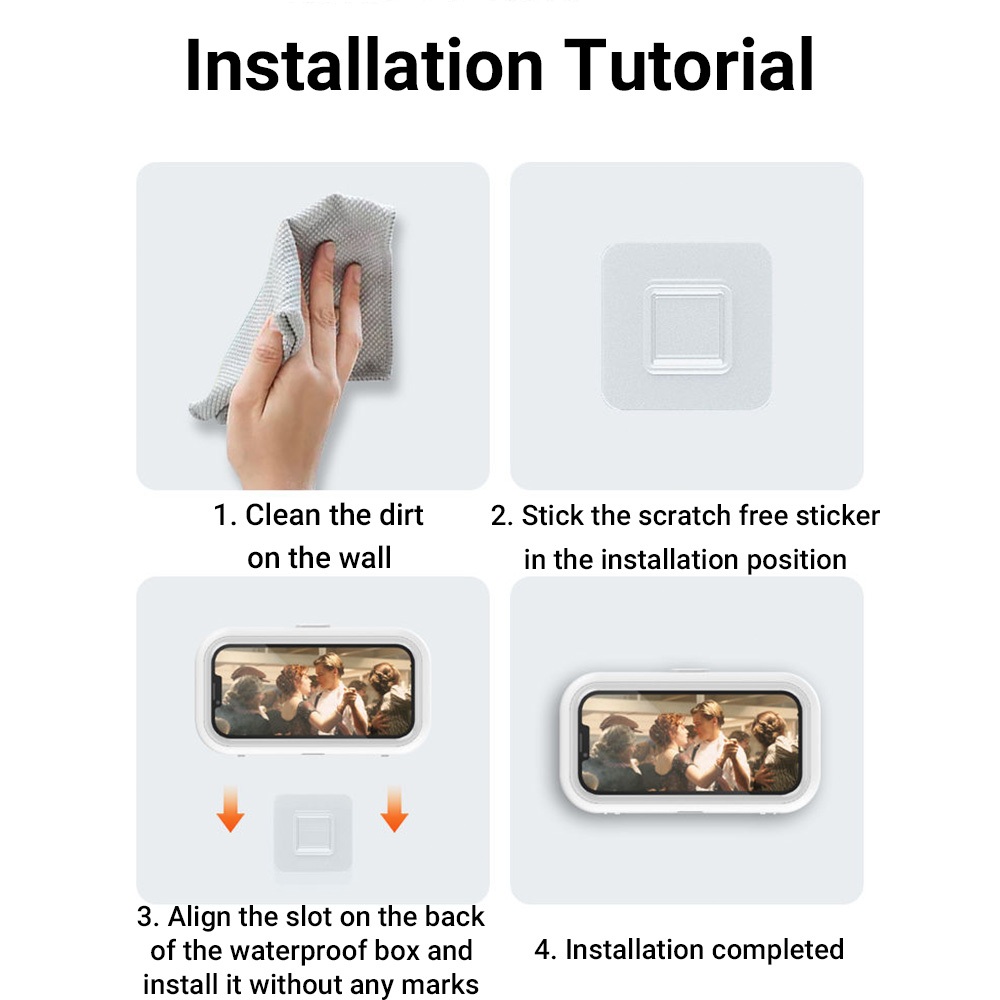 🔥ยอดนิยม🔥กล่องโทรศัพท์กันน้ำในห้องน้ำ เคสโทรศัพท์ ฝาครอบป้องกันห้องน้ำที่เก็บของ ที่วางโทรศัพท์หน้าจอสัมผัสแบบติดผนัง - รูปที่ 5