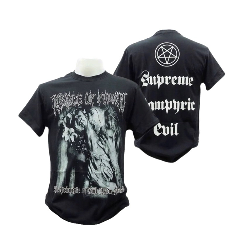 เสื้อวง CRADLE OF FILTH T-SHIRT ลาย THE PRINCIPLE OF EVIL BLACK ลิขสิทธิ์ของแท้100% UK