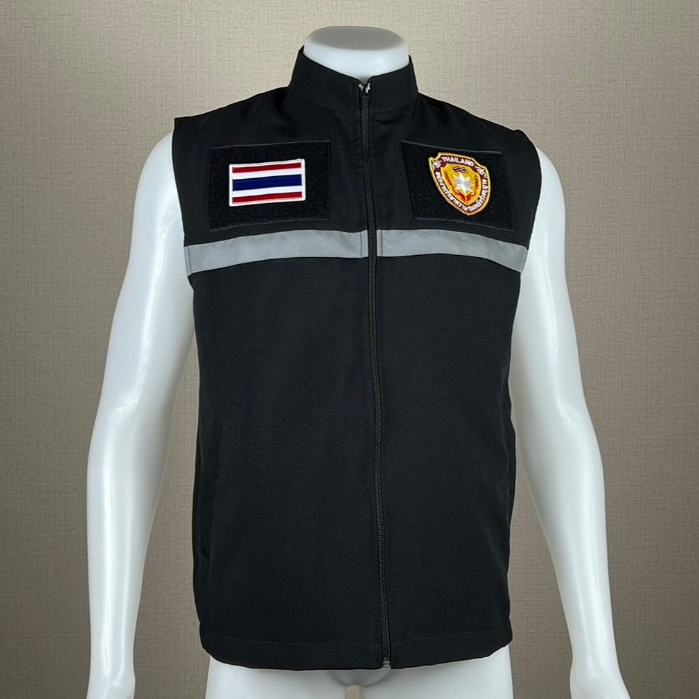 เสื้อกั๊ก รปภ. Security ติดตีนตุ๊กแก หน้า-หลัง มี5กระเป๋า ซับในเต็มตัว