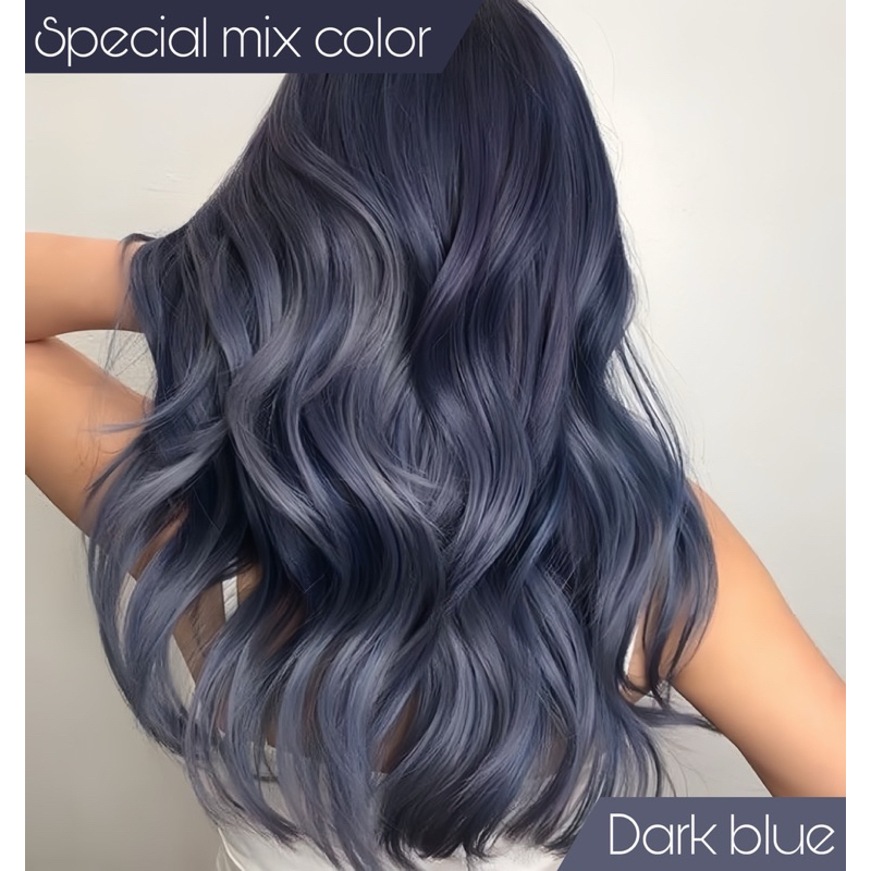 👖Dark blue. น้ำเงินเทาควันบุหรี่ (พื้นผมระดับ10) Special mix color (10+46) (สีพิเศษสำหรับผสมเอง)
