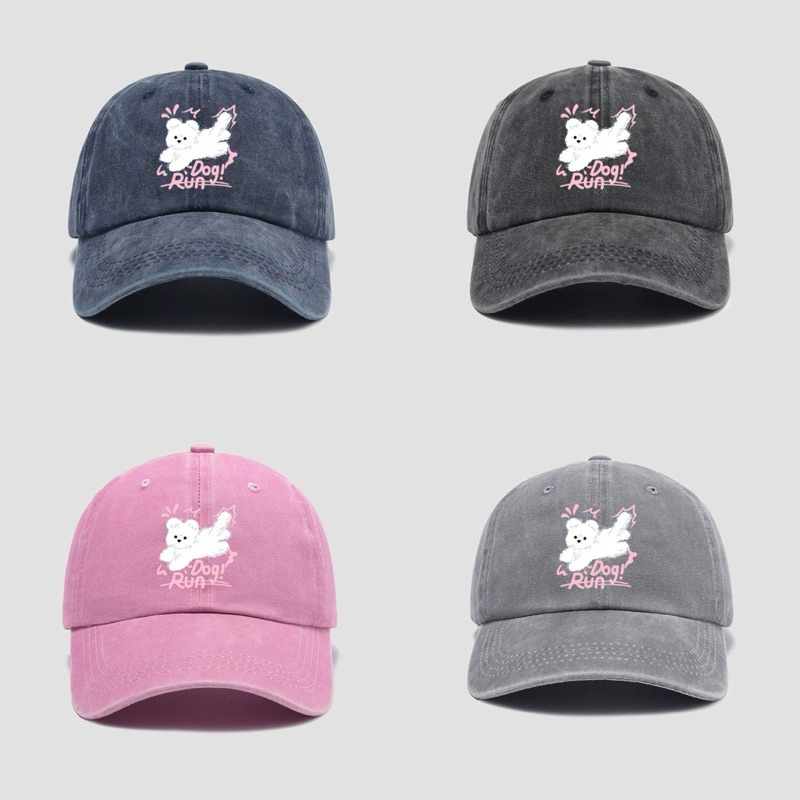 หมวกแก๊ปเบสบอลสีฟอก ลาย Dog Run มี 7 สี