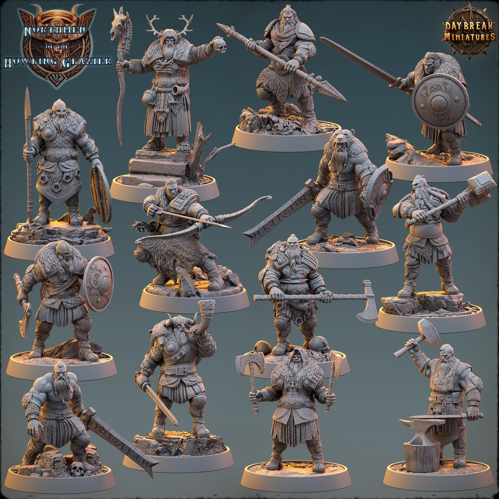 Northmen of the Howling Glacier - โมเดลสำหรับ DnD miniaature, and other RPG's