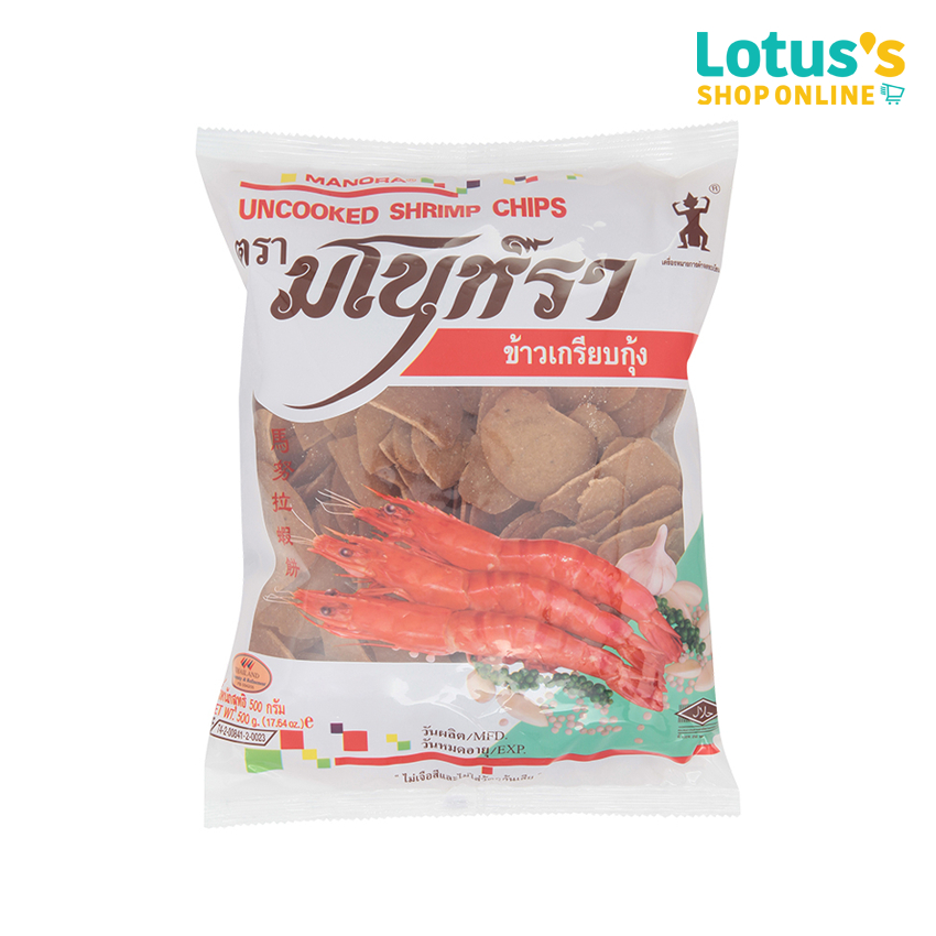 มโนราห์ ข้าวเกรียบกุ้งดิบกลาง 500 กรัม MANORA UNCOOKEN SHRIMP CHIPS (M) 500 G.