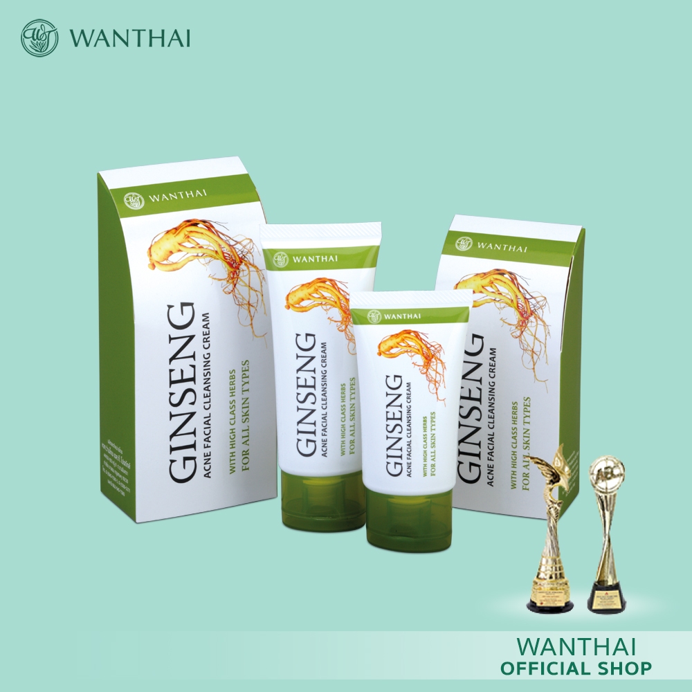 Wanthai (ว่านไทย) 🌿 ครีมล้างหน้าโสม แอคเน่ l ลดสิว ป้องกันการเกิดสิว  ลดรอยดำ รอยแดง ผิวกระจ่างใส