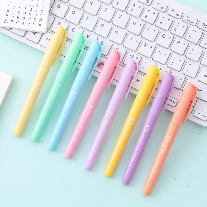 ปากกาไฮไลท์หัวตัด มีให้เลือก 8 สี สำหรับเป็นปากกาไฮไลท์ ปากกาเมจิกได้ ปากกาเน้นข้อความ
