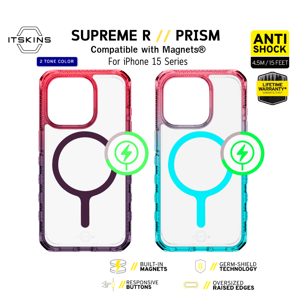 ITSKINS SUPREME//PRISM Compatible with Magnets®  เคสกันกระแทก สำหรับ iPhone 15 I 15 Pro I 15 Promax