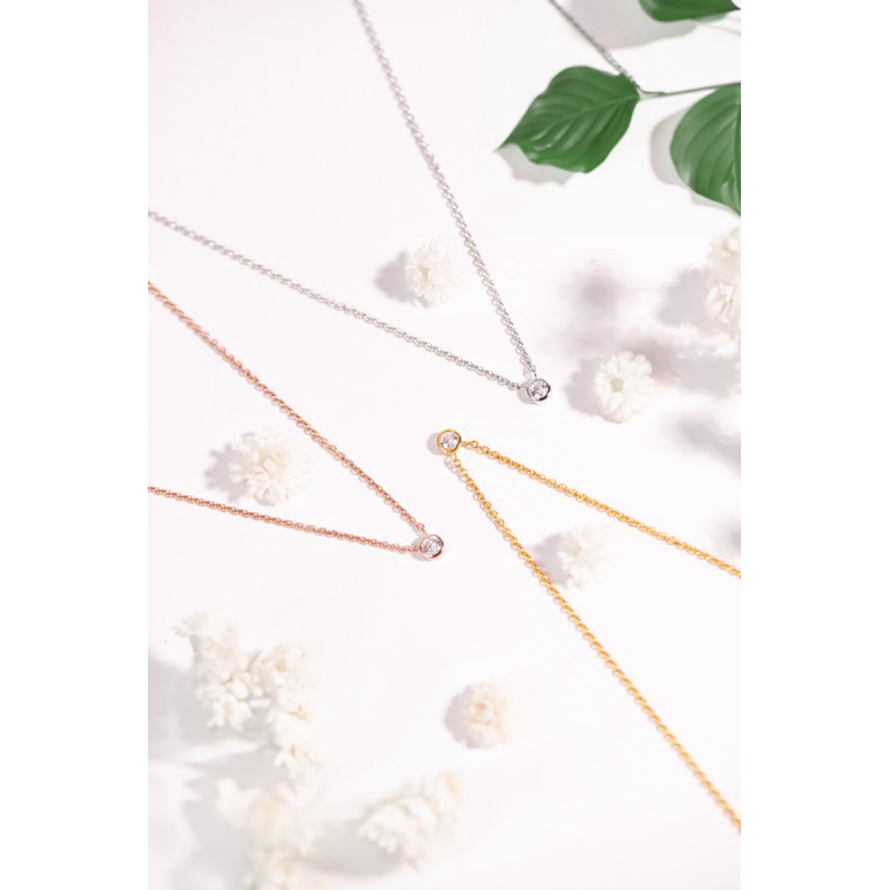 Mallika.jewelry สร้อยคอเงินแท้รุ่น Wood ประดับด้วย Premium zirconia(AAA)