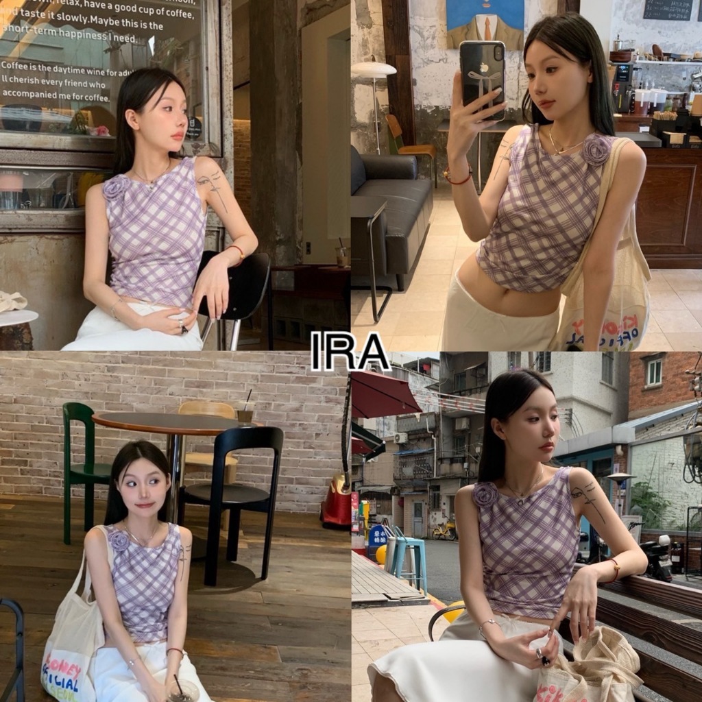 BY IRA(3171)Layla Bra Top เสื้อกล้ามสายเดี่ยว ขัดแตะ สไตล์หวานและเซ็กซี่ สไตล์เกาหลี แขนกุด ผ้านิ่ม แฟชั่น