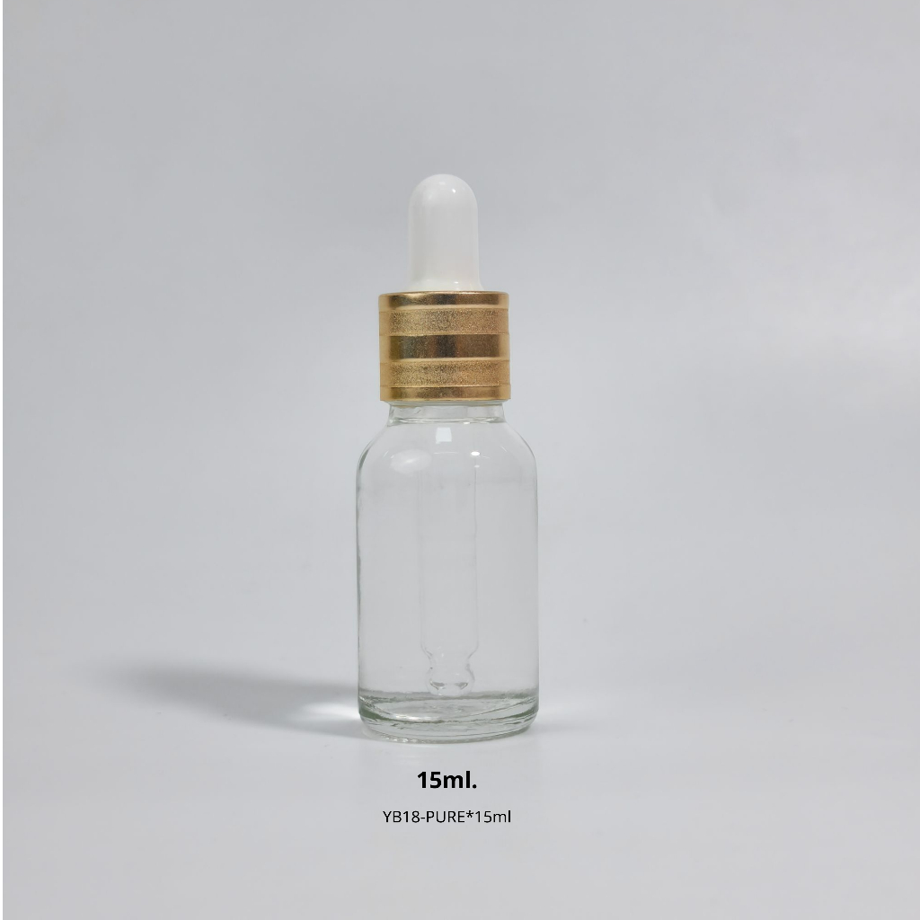 ขวดแก้วพร้อมดรอปเปอร์(ฝาเอสเต้ทอง จุกขาว)ขนาด 5ml 10ml 15ml 20ml 30ml 50ml 100mlหัวบีบหยด ใส่เซรั่ม เอสเซ้นต์ ขวดแบ่ง