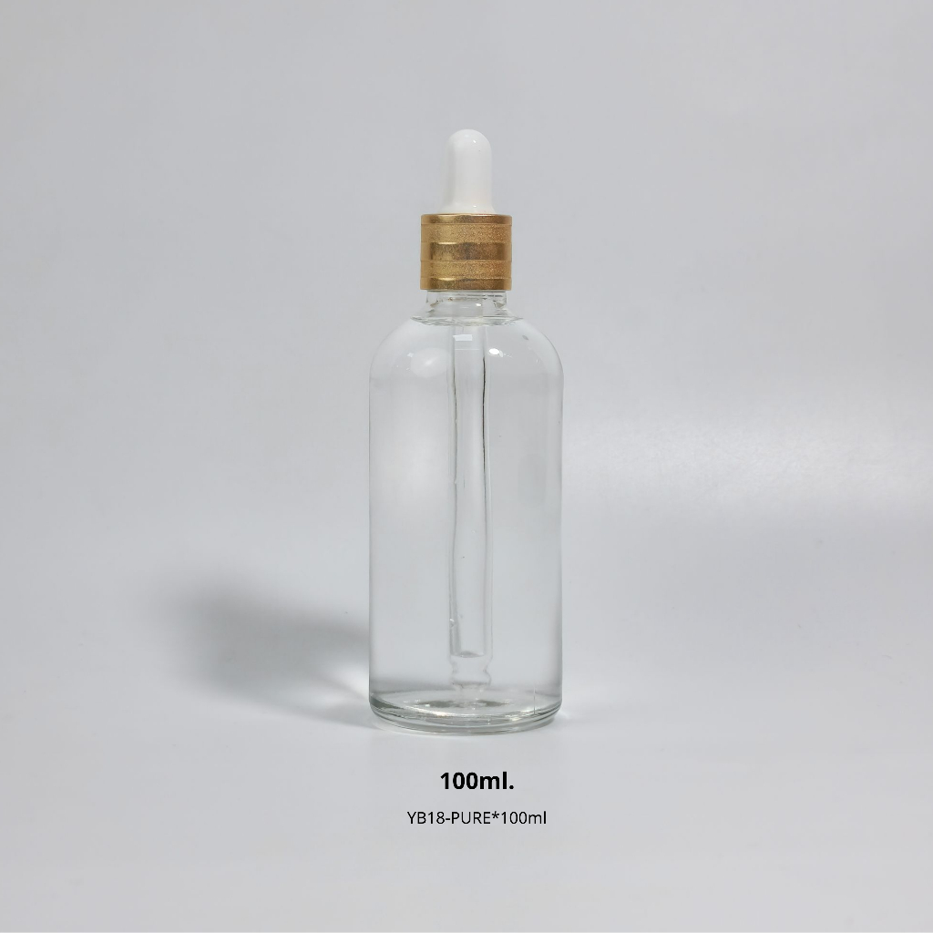 ขวดแก้วพร้อมดรอปเปอร์(ฝาเอสเต้ทอง จุกขาว)ขนาด 5ml 10ml 15ml 20ml 30ml 50ml 100mlหัวบีบหยด ใส่เซรั่ม เอสเซ้นต์ ขวดแบ่ง
