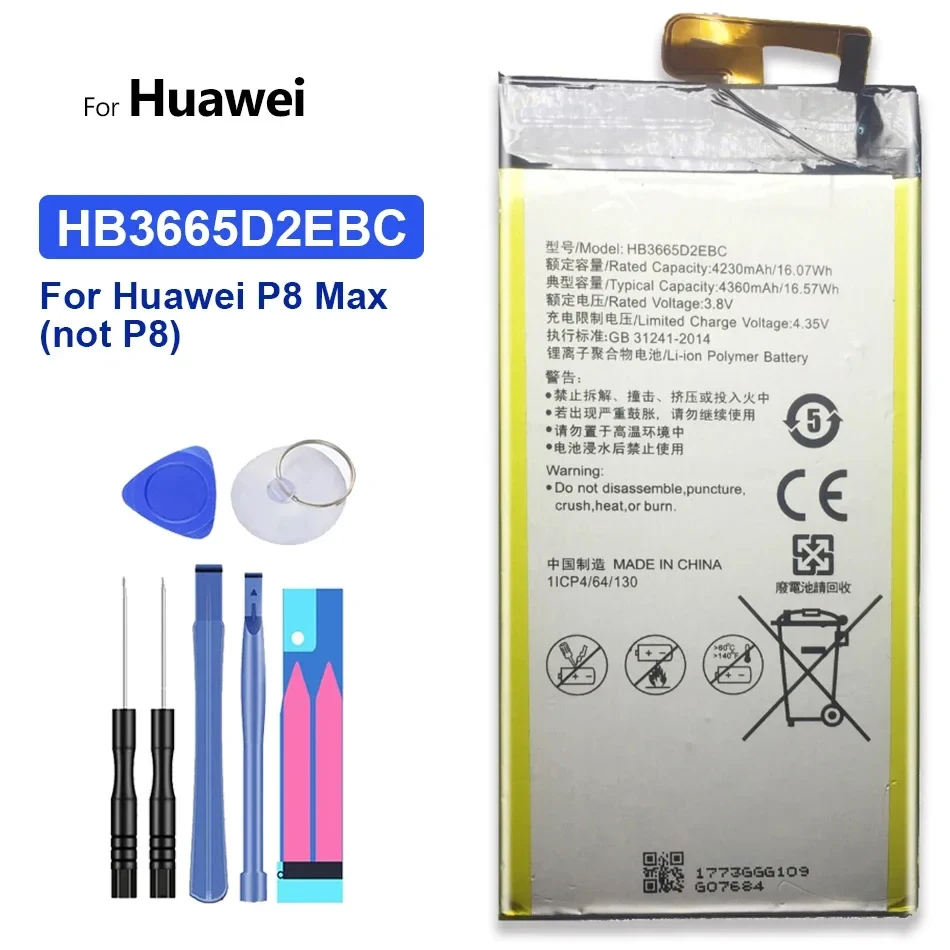 แบตเตอรี่ แท้ แท็บเล็ต HB3665D2EBC สำหรับ Huawei P8 T40 W0E13/ P8 MAX/ T2ขนาดกลาง7.0 Pro PLE-703L PL